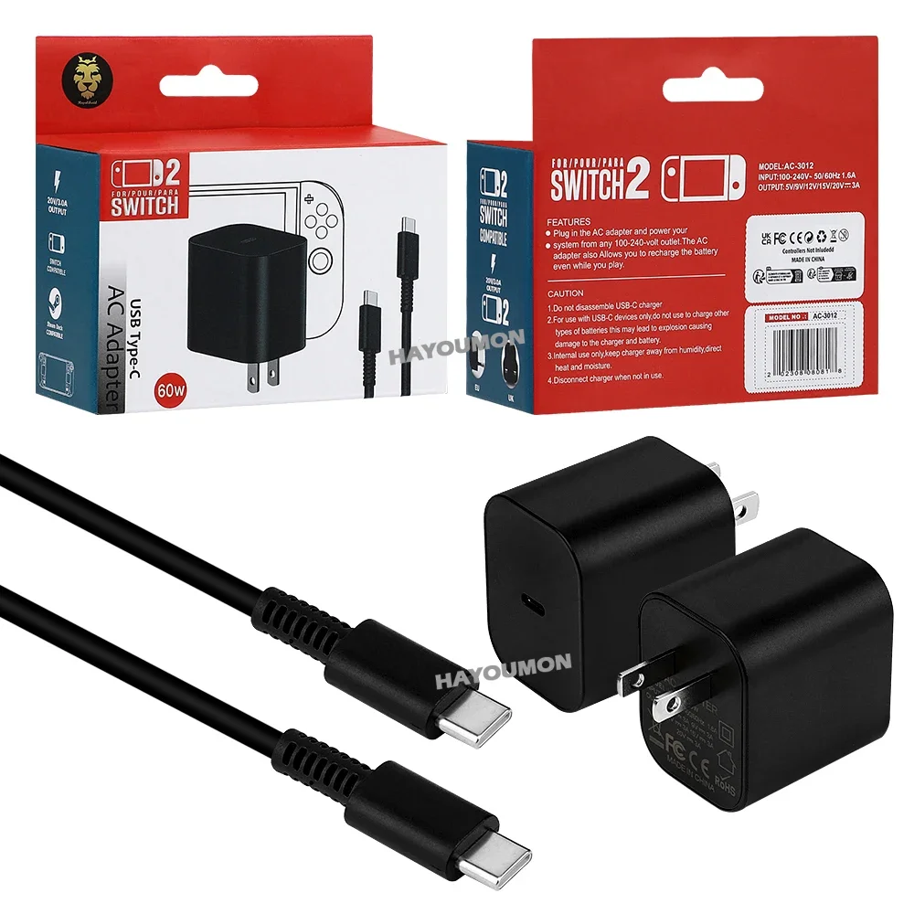 Gaming Accessories Wall Mount - UK US EU 60W Type-C AC-adapter