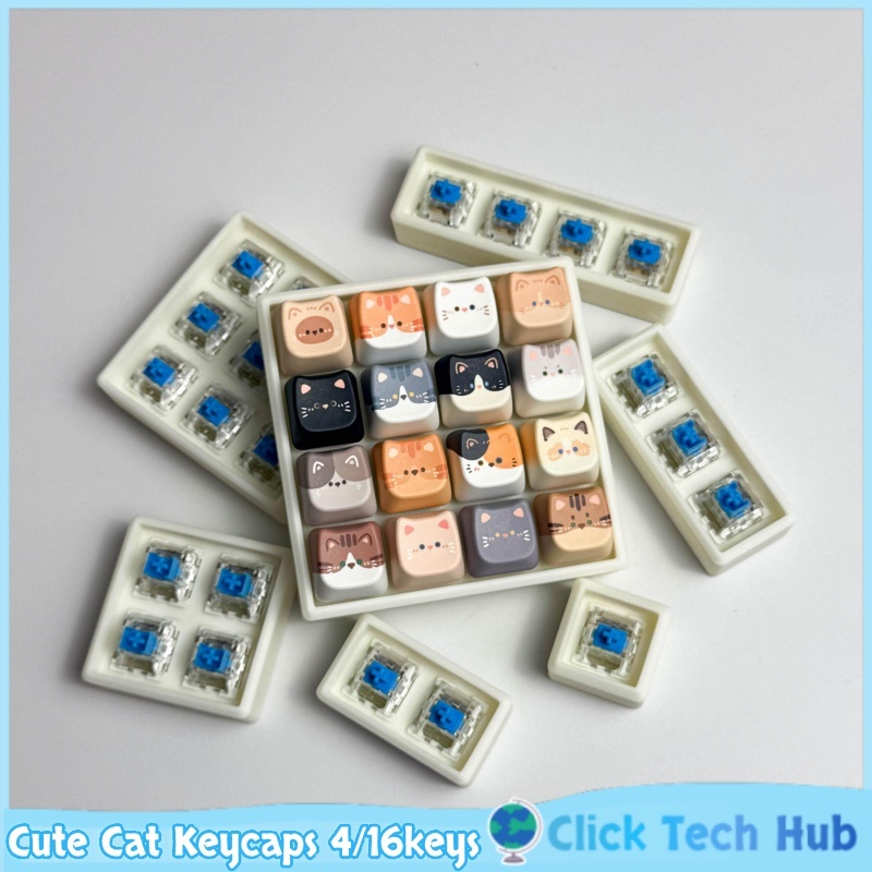 Keyboard Switch Tester - Leuke Kat Keycaps 4/16 toetsen Mao