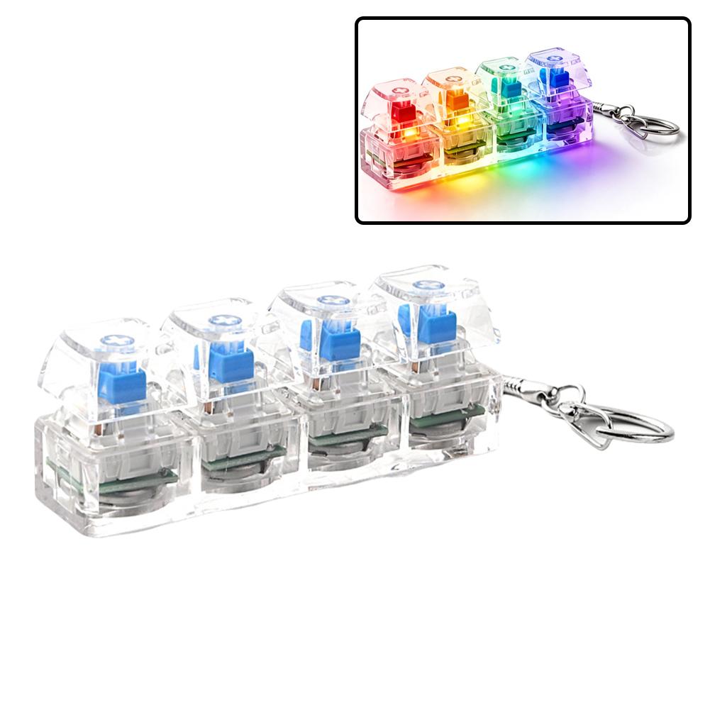 Keyboard Switch Tester - LED-verlichte fidget-sleutelhanger, 4-toetsen schakelaartester, monteerbaar mechanisch