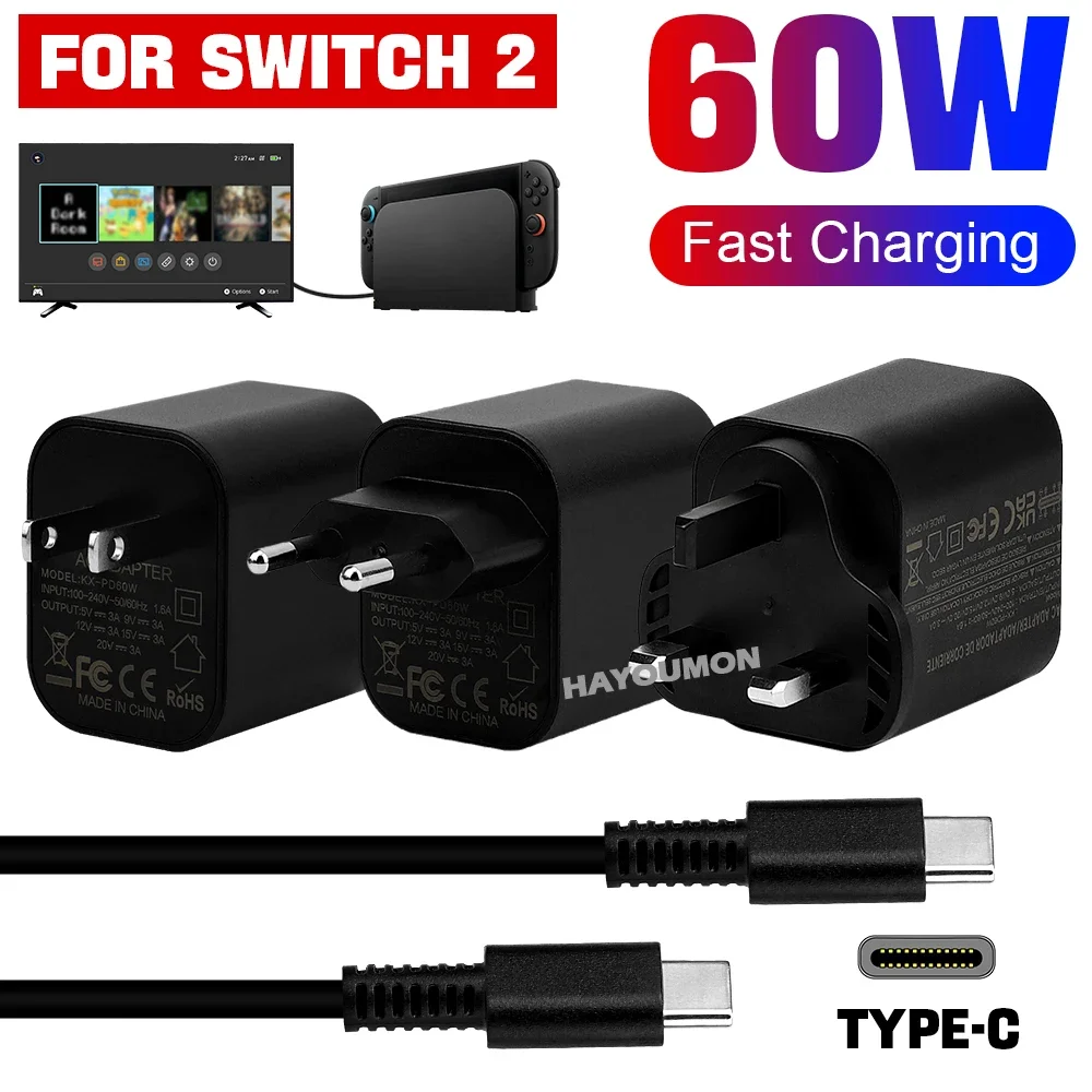 UK US EU 60W Type-C AC-adapter - Gaming Accessories Wall Mount recensie en prijs