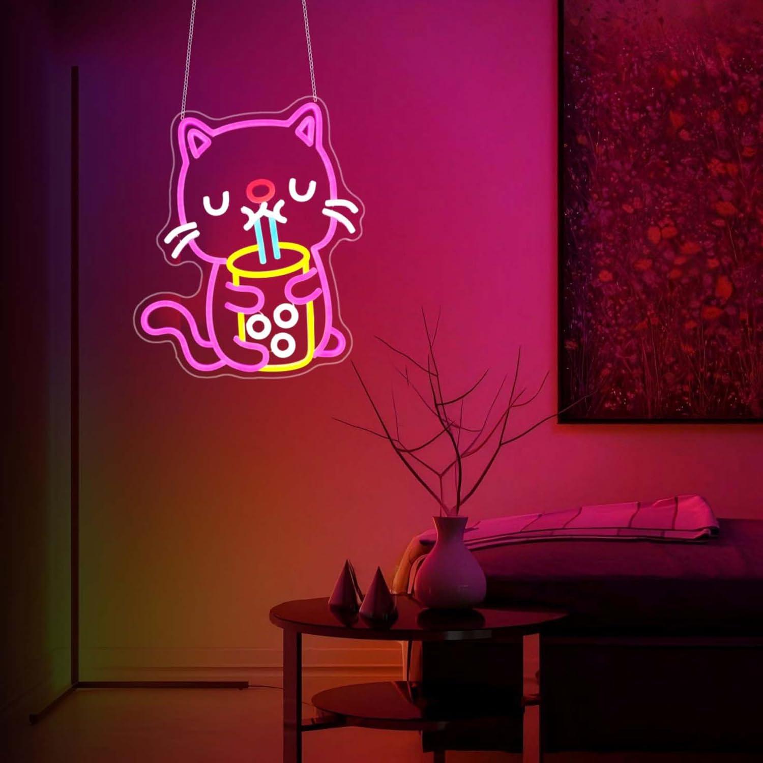 Cat Boba Tea Neon Sign USB Dim - Gaming Accessories Shop recensie en prijs