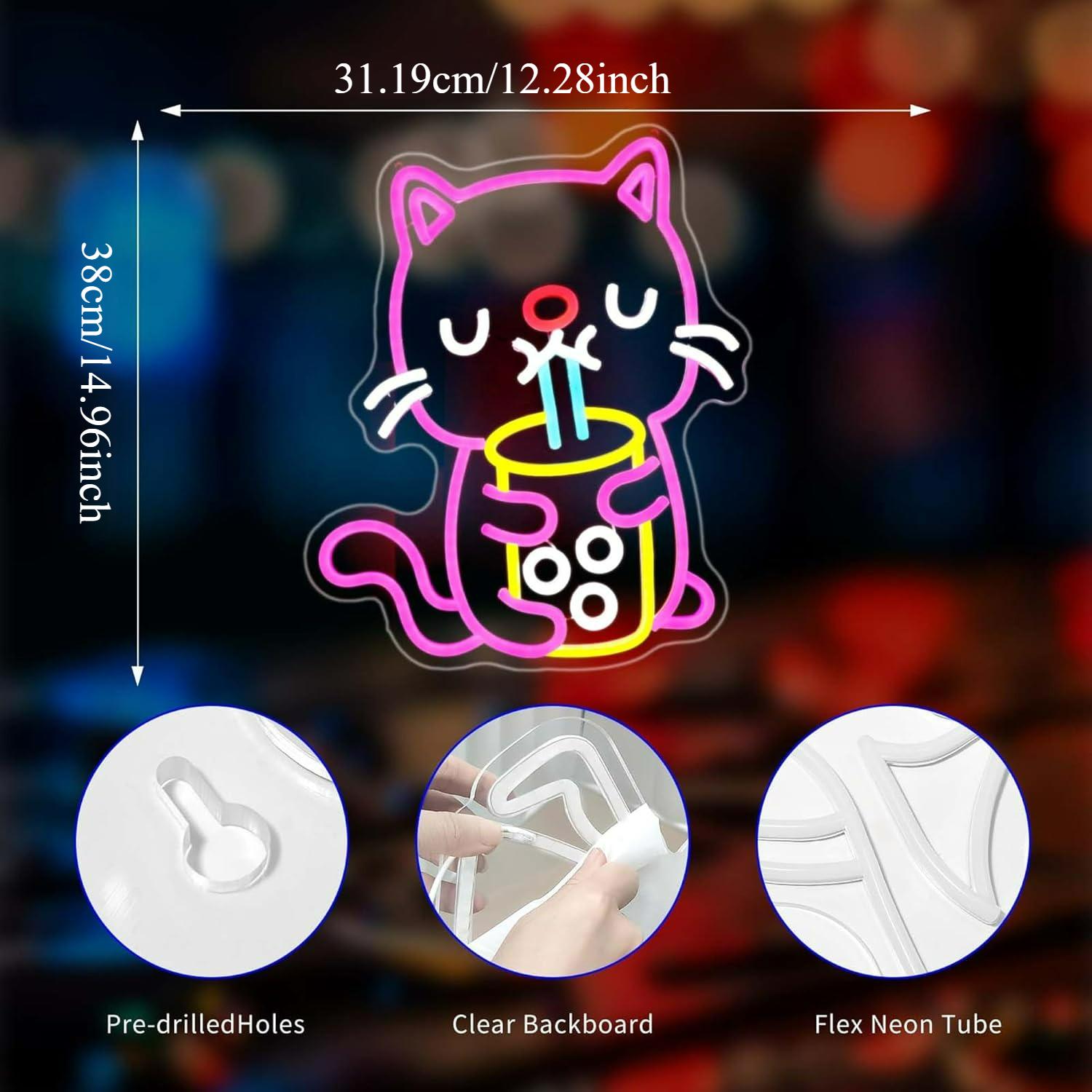 Cat Boba Tea Neon Sign USB Dim - Gaming Accessories Shop recensie en prijs