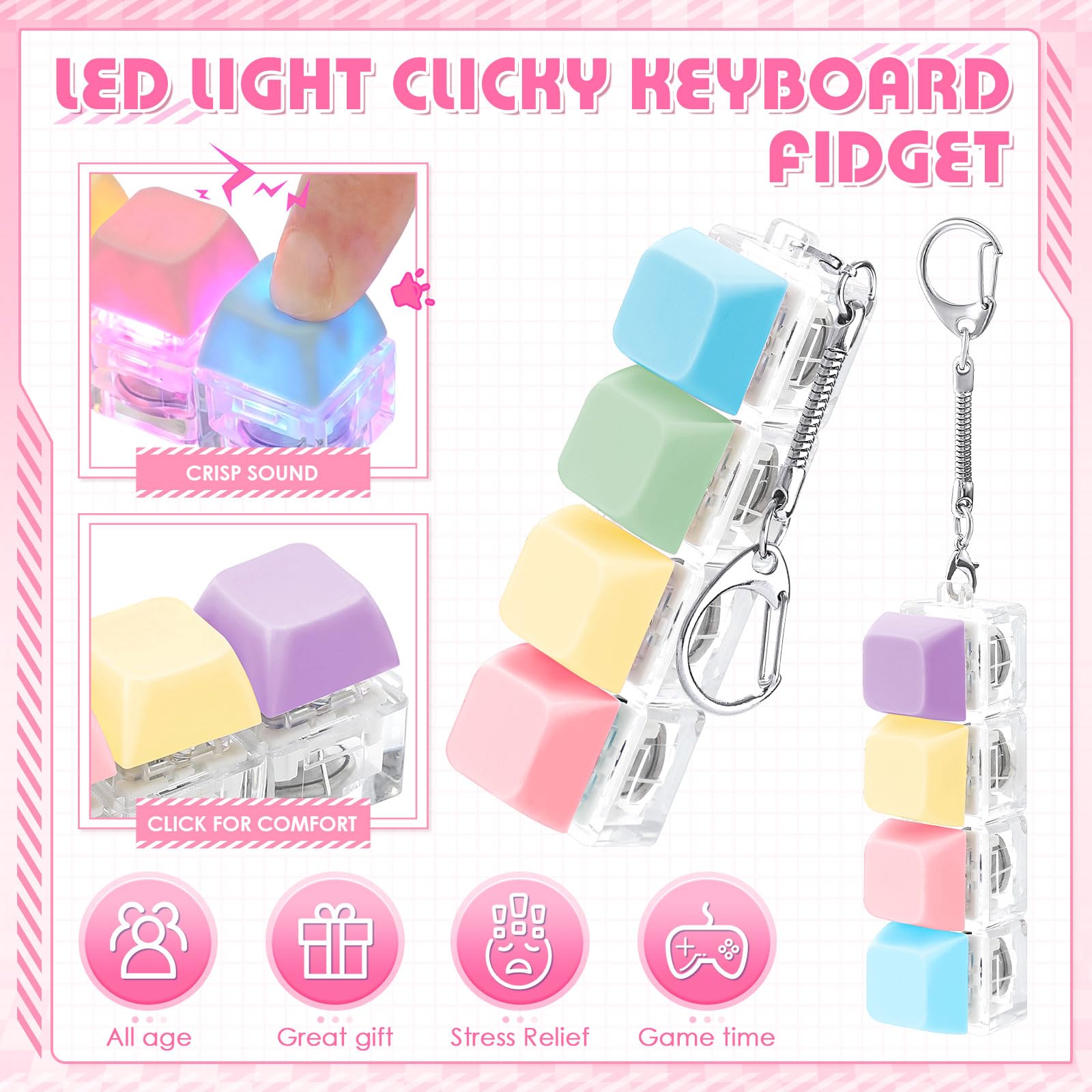 LED-verlichte fidget-sleutelha - Keyboard Switch Tester recensie en prijs